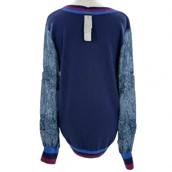 Conditions apply Anthropologie Bedford sweater M blue python cashmere Blend - Picture 5 of 14